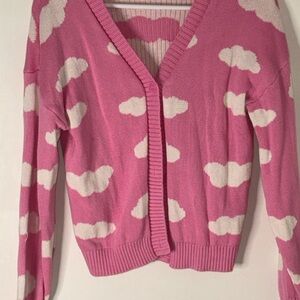 Old Navy Pink Cloud-Print V-Neck Cardigan